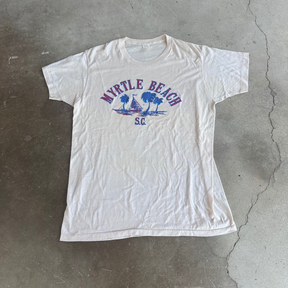 Tropix Togs Myrtle Beach T-Shirt Mens XL White Excellent Vintage Single Stitch